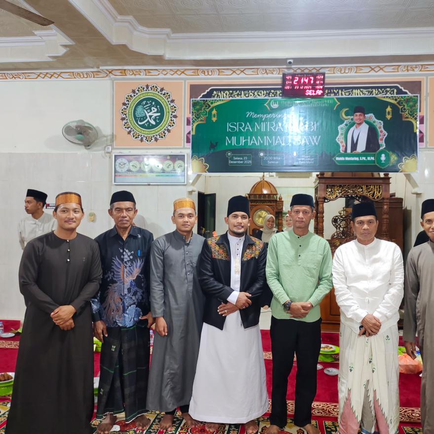 Pemerintah Desa Mario Bersama Majelis Taklim An Nur Peringati Isra Mi’raj di Masjid Ar-Riyadha